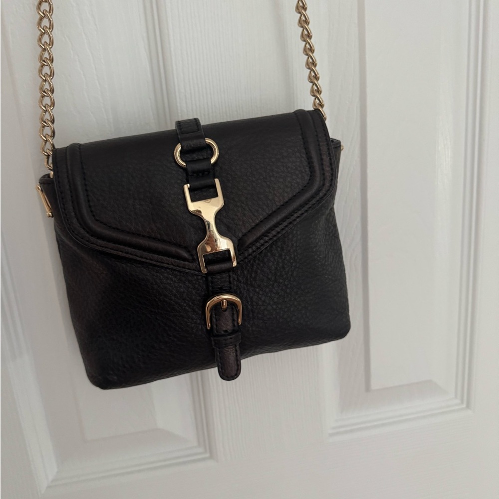 Ann Taylor Black Crossbody Bag with Gold Chain